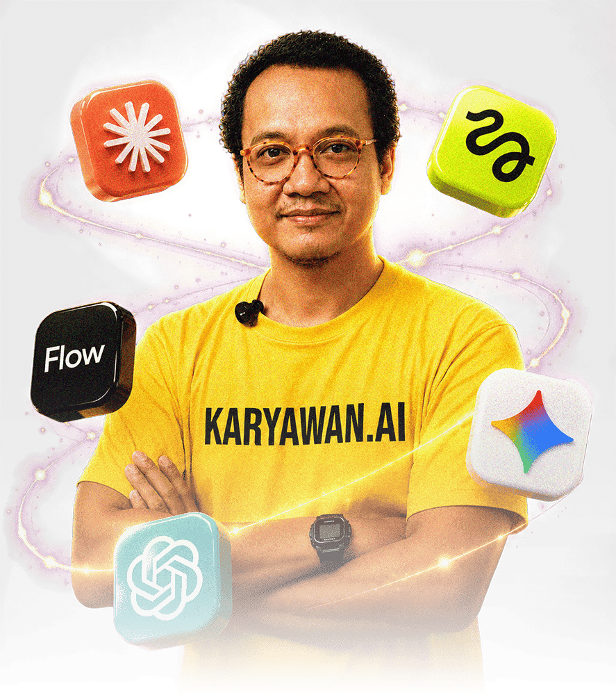 Faizal Al Edrus bersama ekosistem tools AI yang dipelajari di Business AI